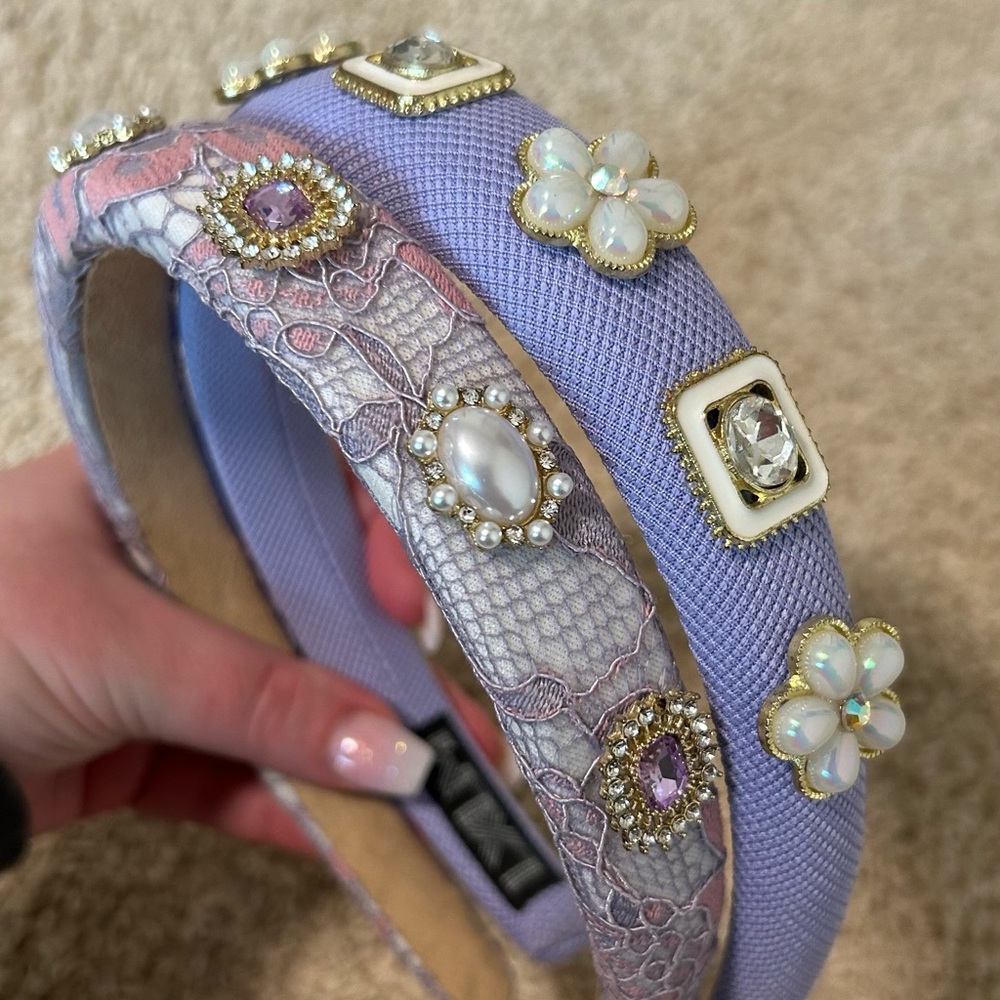 Padded Headband Set with Pearl and Gem Accents